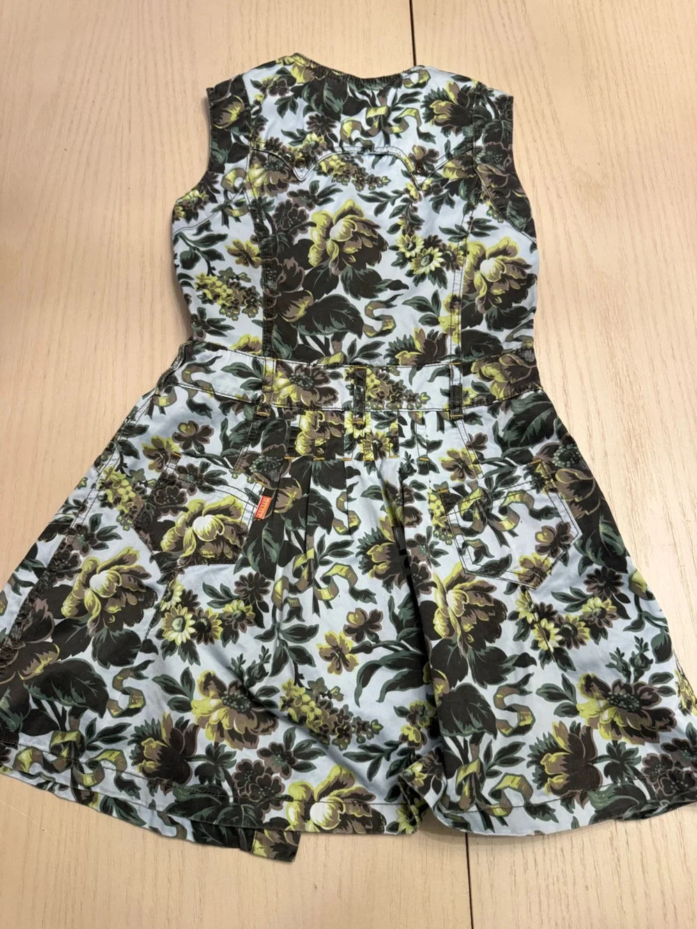 Oilily girls size 128 8 floral green jumper dress sleeveless rare